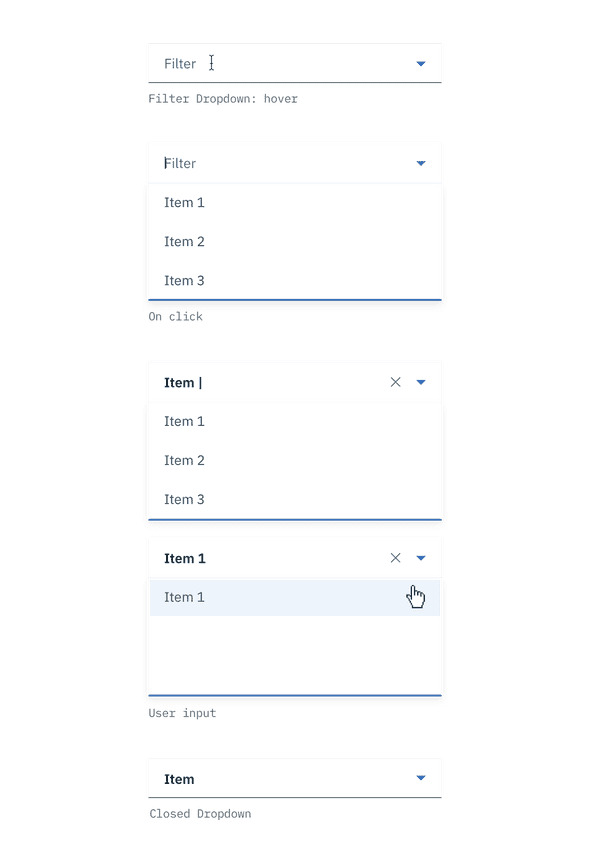 filter dropdown interactions