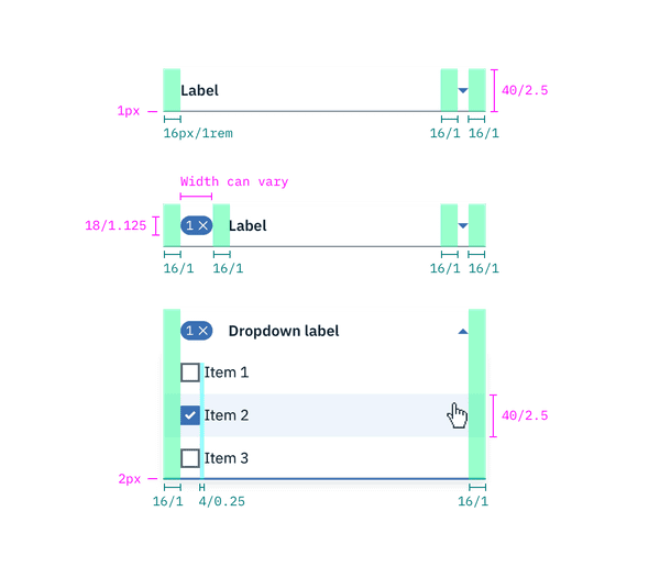 Structure and spacing for a Multi-Select Dropdown