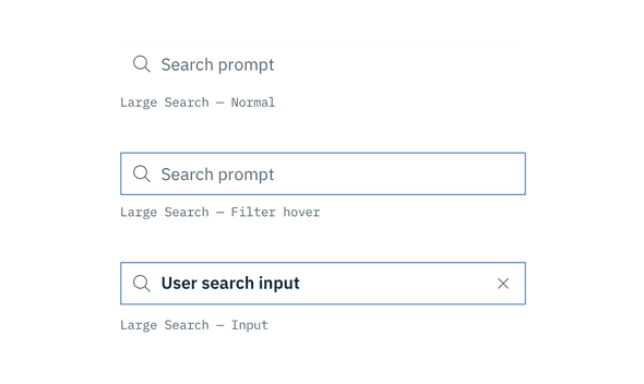 Normal, hover, and input search states